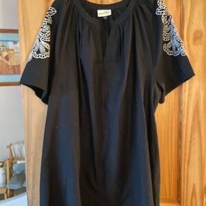 Universal Thread Black Mini Dress with White Embroidery